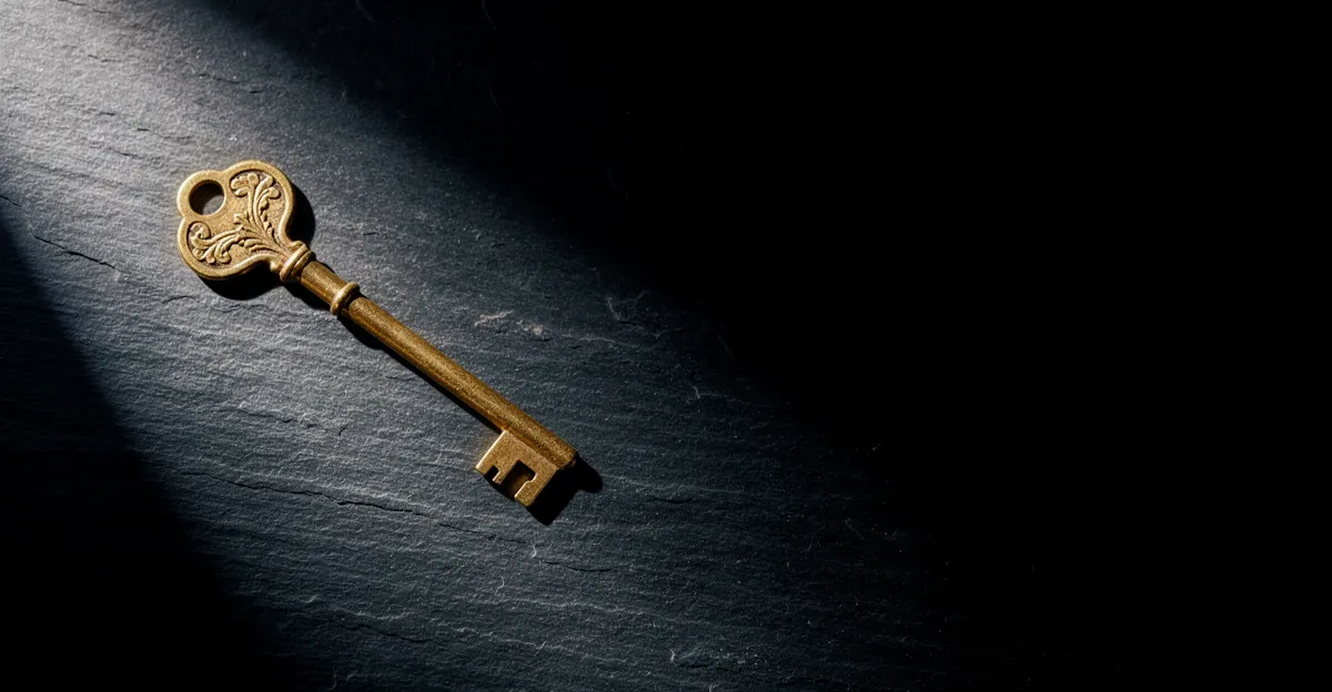 Cadenas en laiton et clé sur ardoise noire, sécurité du domicile